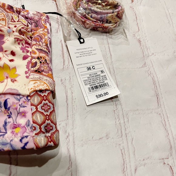 [Shade & Shore] NWT paisley bandeau swim top 36C - Picture 4 of 5